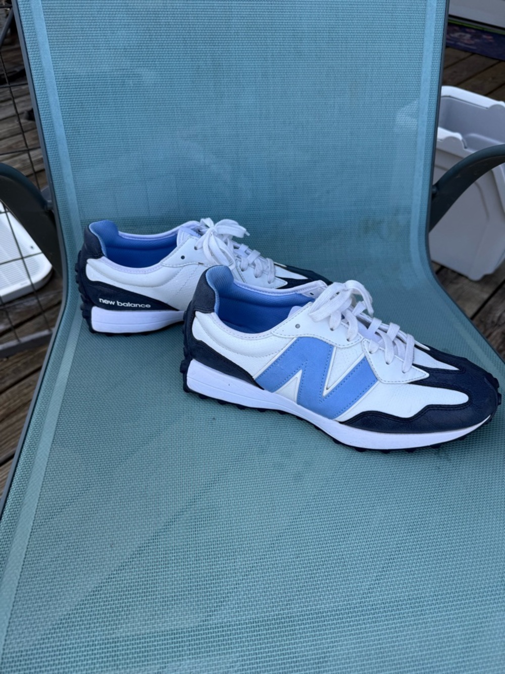 New Balance White, Light Blue & Navy Women's golf shoes